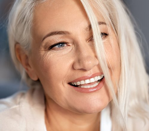 closeup of woman smiling