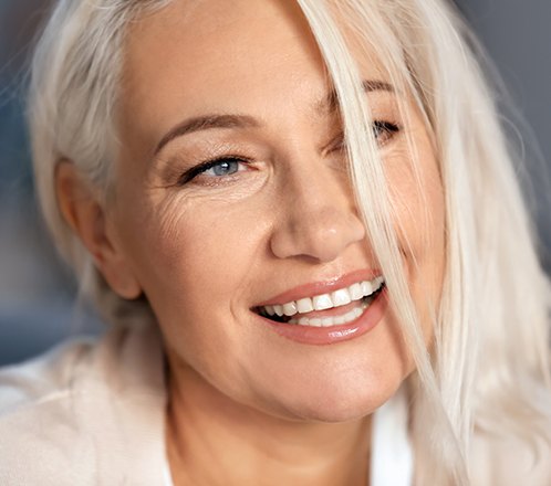 closeup of woman smiling 